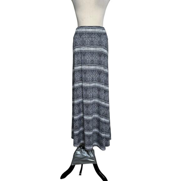 Donna Moore black white tribal print boho pull on maxi skirt size Medium - Picture 5 of 11